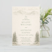 Nature Wedding with Pine Trees Mountain Landscape Einladung (Stehend Vorderseite)