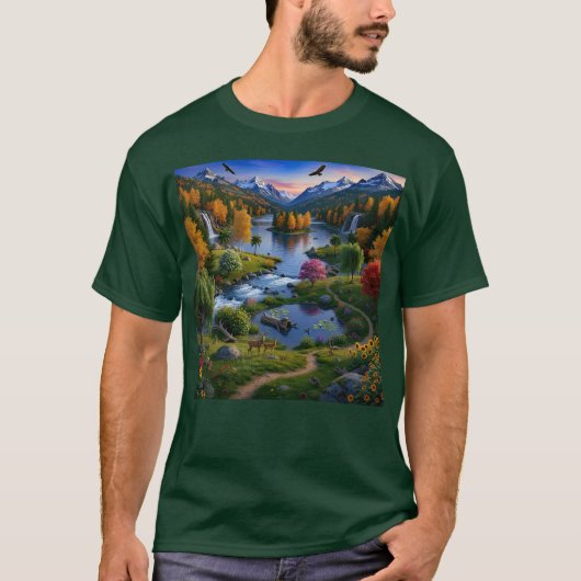 Nature Wilderness Scenery Mountains Waterfalls T-Shirt (Vorderseite)