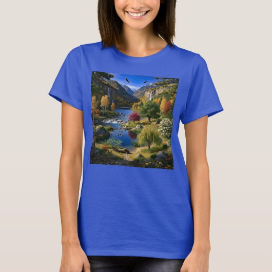 Nature Wilderness Scenery Mountains Waterfalls T-Shirt (Vorderseite)