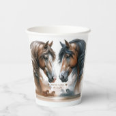 Naturebrown Horses Wedding Couple Pappbecher (Rückseite)