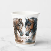 Naturebrown Horses Wedding Couple Pappbecher (Vorderseite)