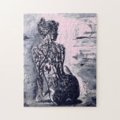 Naturedame - Schwarz-Weiß-Aquarellmalerei Puzzle (Vertikal)