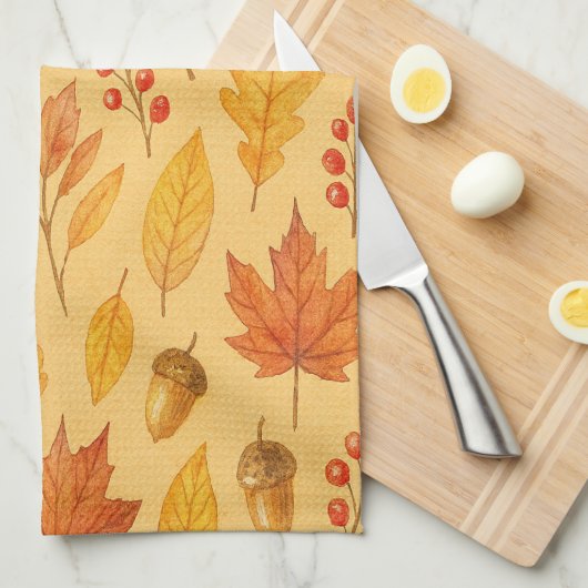 Natureherbstmuster Geschirrtuch (Viertel Falte)