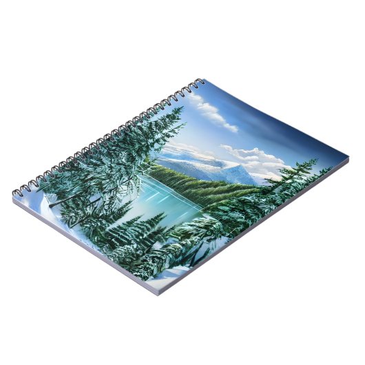 Naturei Winter Himmel Bergsee Pinien Notizblock (Linke Seite)