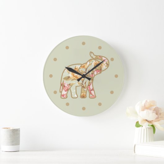 Naturelementar Blumendesign Große Wanduhr (Zuhause)