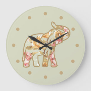 Naturelementares Blumendesign Große Wanduhr