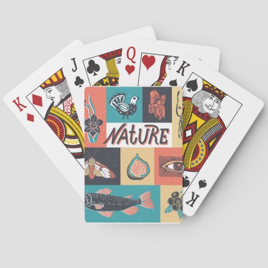 Naturelemente, Retrostil-Symbole. Spielkarten (Rückseite)