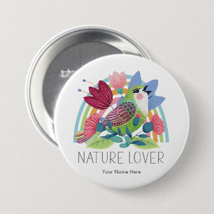 Naturellab Blume Wasserfarben Vogelgezwitscher Button