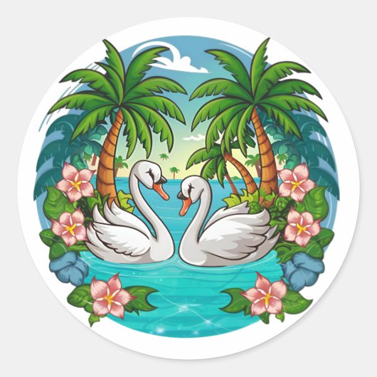 NatureLovers , Schwäne Runder Aufkleber (Vorderseite)