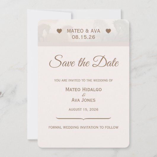 Naturepferde Foto Hochzeit nach Maß Save The Date (Vorderseite)