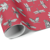 Natureprint Rot und Silberverpackungspapier Geschenkpapier (Rolleneckpunkt)