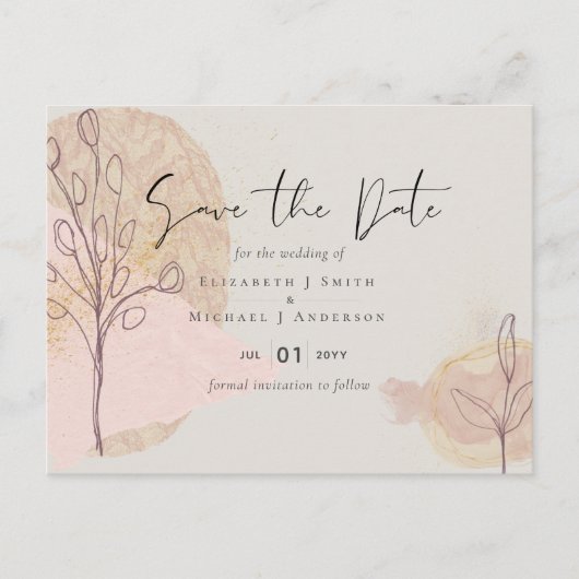 Naturerdumlaufbahn Rose Erdung Save the Date Postkarte (Vorderseite)