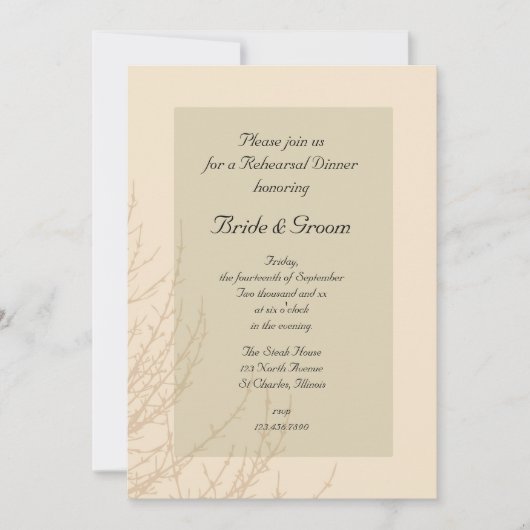 Nature's Branches Hochzeitsessen Probe Einladung (Vorderseite)