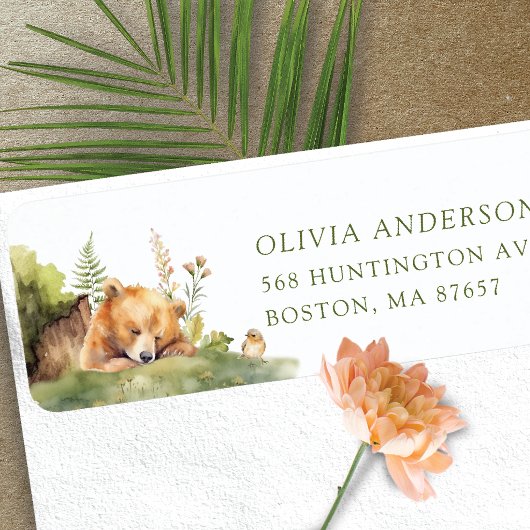 Nature's Delight Baby Shower Bear Address Label