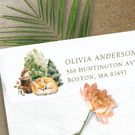 Nature's Delight Baby Shower Fox Address Label