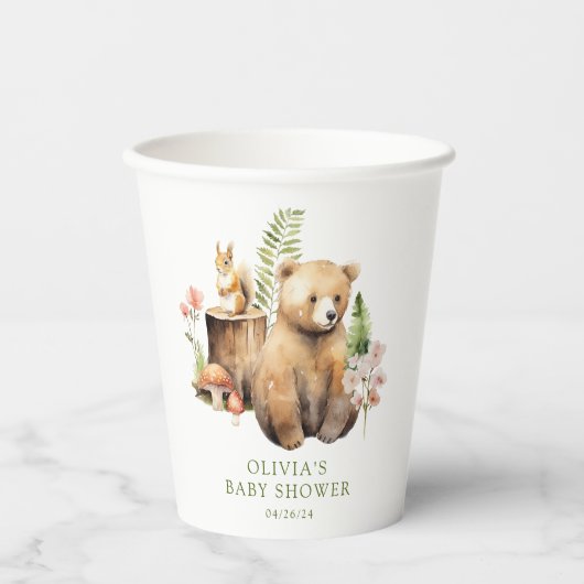 Nature's Delight Bear Baby Dusche Pappbecher (Vorderseite)