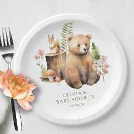 Nature's Delight Bear Baby Dusche Pappteller
