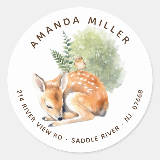 Nature's Delight Deer Baby Shower Label Runder Aufkleber (Vorderseite)