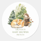 Nature's Delight Fox Babydusche Runder Aufkleber (Vorderseite)