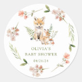 Nature's Delight Fox Babydusche Runder Aufkleber (Vorderseite)