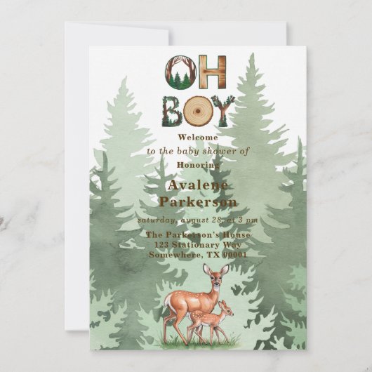 Nature's Expression: Oh Boy Baby Shower Einladung (Vorderseite)