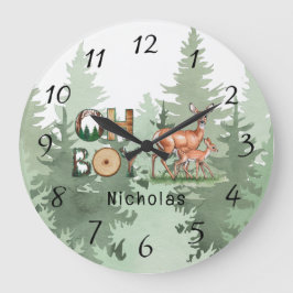Nature's Expression: Oh Boy Baby Shower Geschenk Große Wanduhr