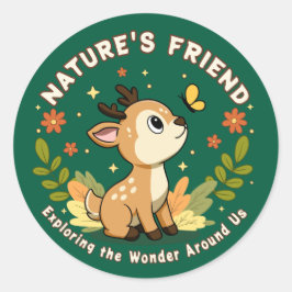 Nature's Friend Cute Fawn Woodland Animal Runder Aufkleber