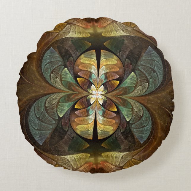 Natures Matrix Bumble Bee Abstrakt Rundes Kissen (Vorderseite)