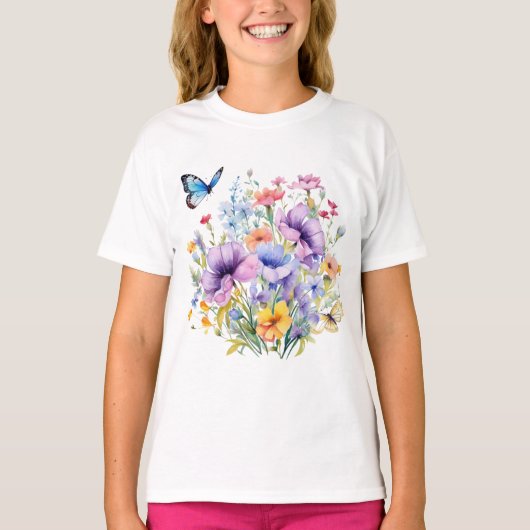 Nature's Palette: Girls' Butterfly-T-Shirt T-Shirt (Vorderseite)