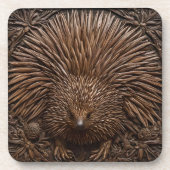 Nature's Quill: Das australische Echidna in Holz, Getränkeuntersetzer (Vorderseite)