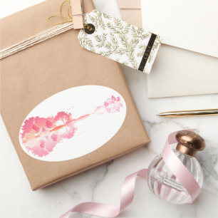 Nature's Song: Forest Landscape Gitarre Art Ovaler Aufkleber