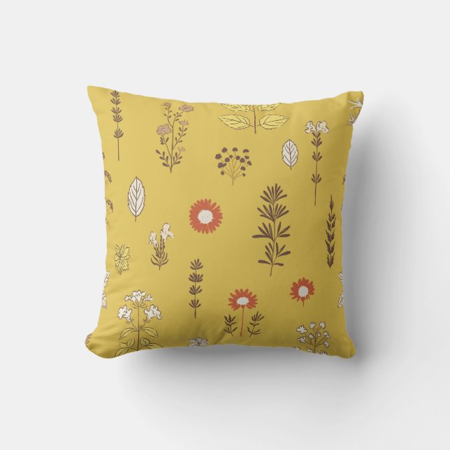 Nature's Touch Yellow Mustard Throw Kissen (Vorderseite)