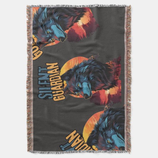 Nature's Watcher: Blauer Wolf im G von Sunset Decke (Vorderseite Vertikal)