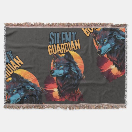 Nature's Watcher: Blauer Wolf im G von Sunset Decke (Vorderseite)