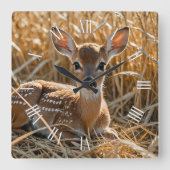 Naturethema Niedlich Baby Deer Quadratische Wanduhr (Vorderseite)