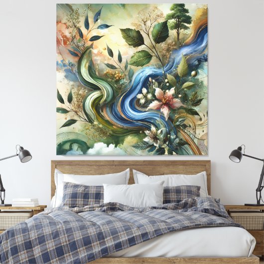 Naturfluss - Abstrakte botanische Leinwand Kunst (Insitu (Schlafzimmer))