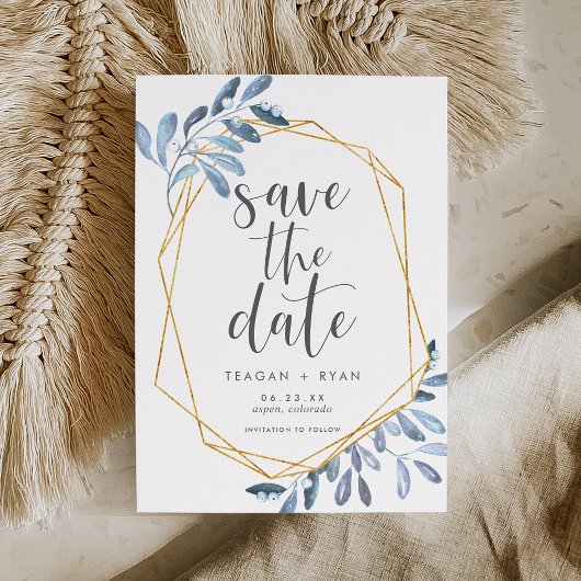 Naturfolien | Blue Watercolor Botanical Save The Date