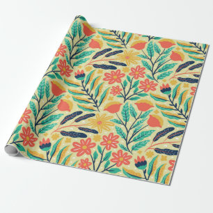 Naturfolien und Blume nahtlos. Natur Geschenkpapier