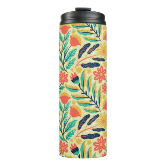 Naturfolien und Blume nahtlos. Natur Thermosbecher