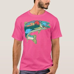 Naturforelle Illustration Vintage Fliegenfischen R T-Shirt