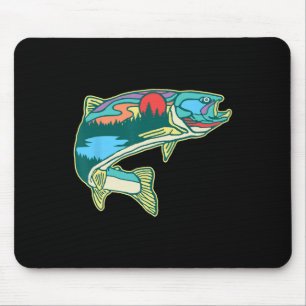 Naturforellen-Illustration Vintage Fliegenfischen Mousepad