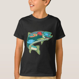 Naturforellen-Illustration Vintage Fliegenfischen  T-Shirt