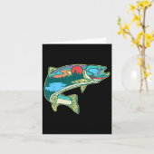 NaturForellenillustration Vintage Fliegenfischer Karte (Gelbe Blume)