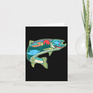 NaturForellenillustration Vintage Fliegenfischer Karte