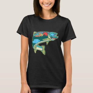 NaturForellenillustration Vintage Fliegenfischer T-Shirt