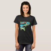 NaturForellenillustration Vintage Fliegenfischer T-Shirt (Vorne ganz)