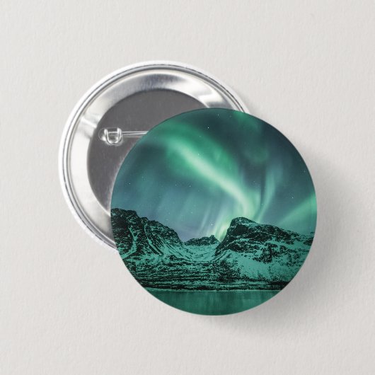 Naturfoto von Nordlichtern Button (Vorne & Hinten)