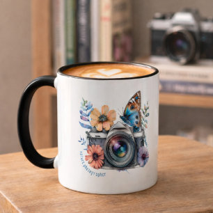 Naturfotograf Schmetterling Blumen Griff Schwarz Tasse