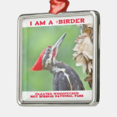 Naturfotografie Pileated Woodpecker Vogelbeobachte Ornament Aus Metall (Links)