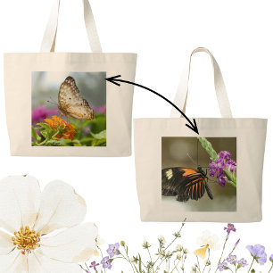 Naturfotografie Schmetterling auf Blüte Jumbo Stoffbeutel